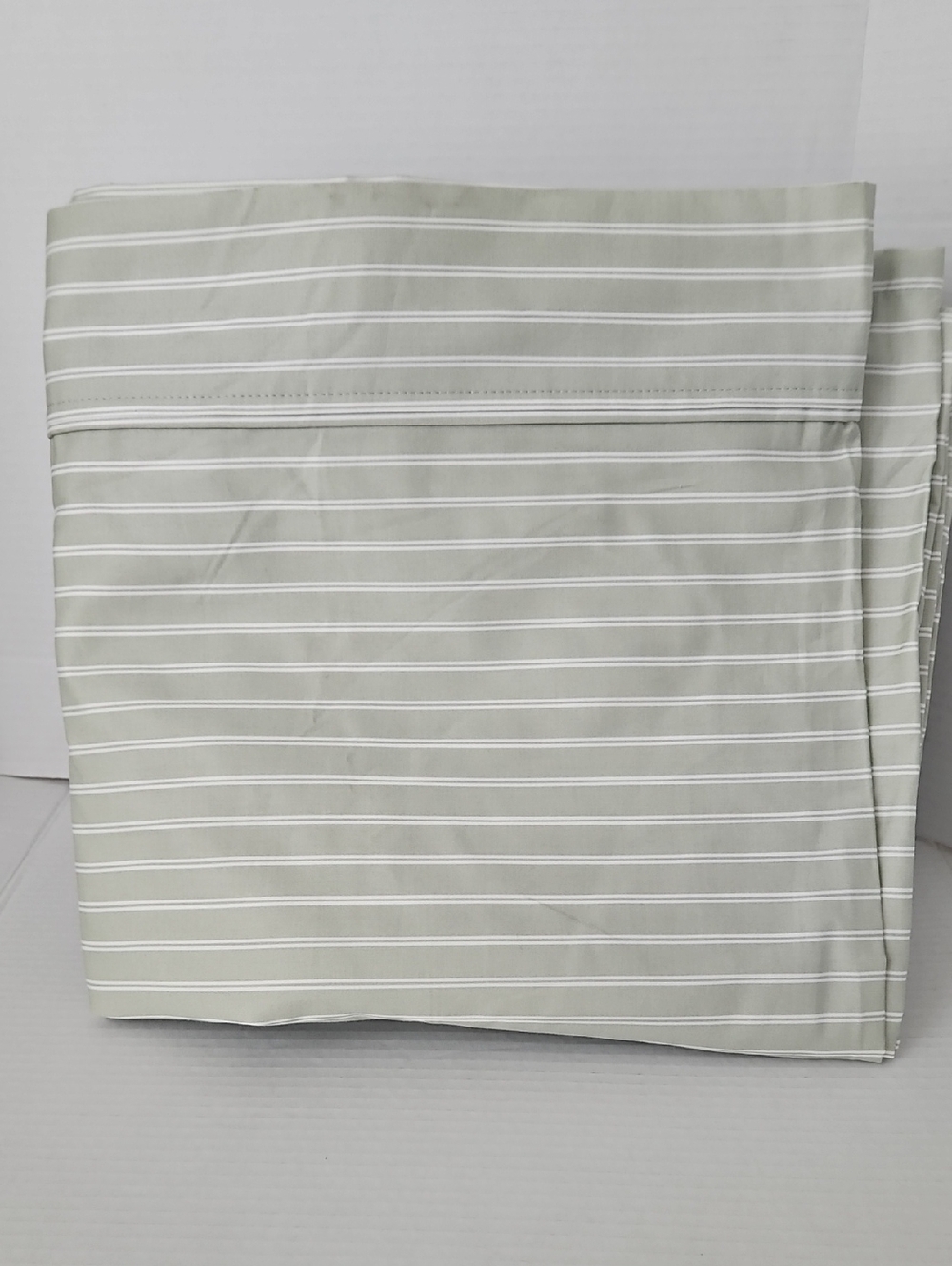 Threshold Sage Green White Striped Cotton King Flat Sheet